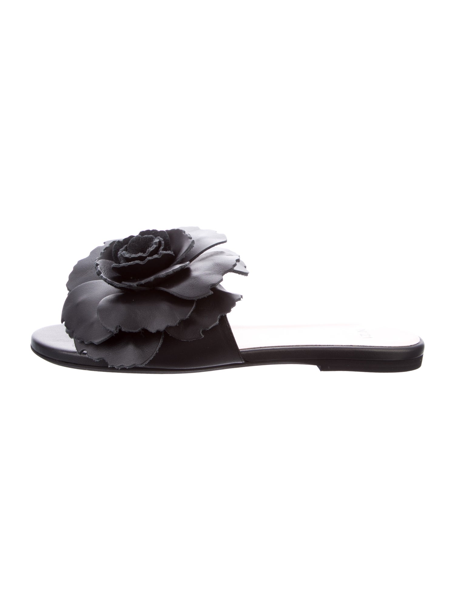 Nº 21 Embossed Leather Floral Print Slides