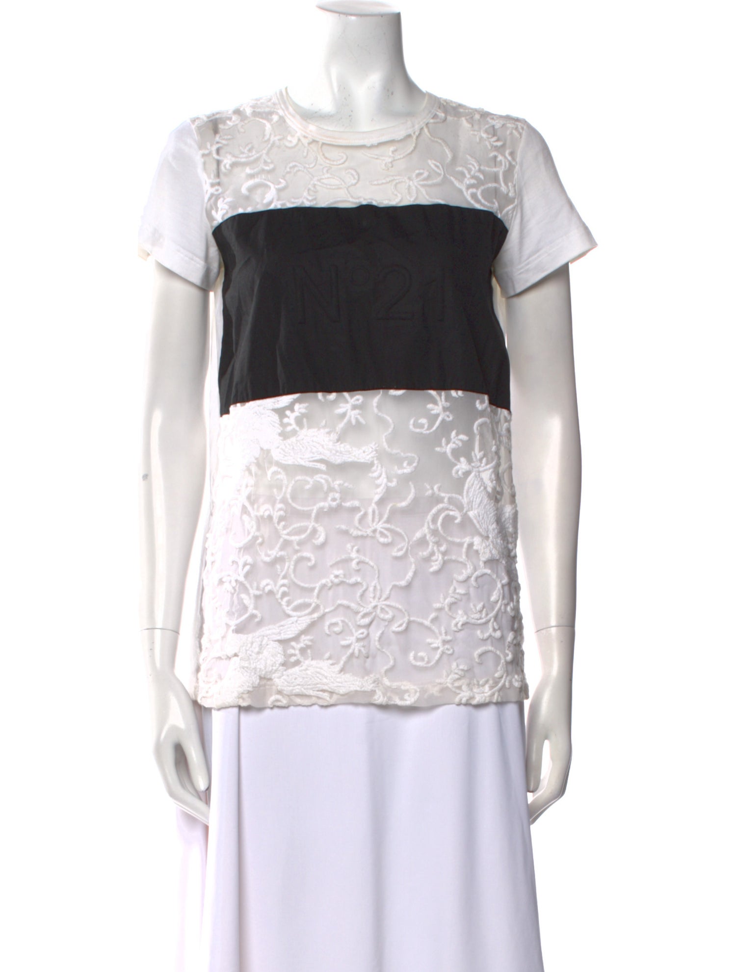 Nº 21 Lace Pattern Scoop Neck Top