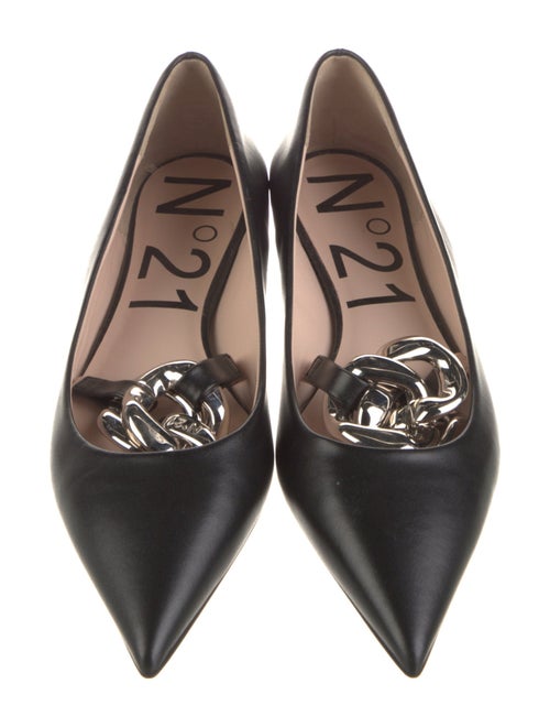 Nº 21 Leather Chain-Link Accents Mary Jane Flats