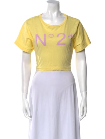 Nº 21 Graphic Print Crew Neck Crop Top