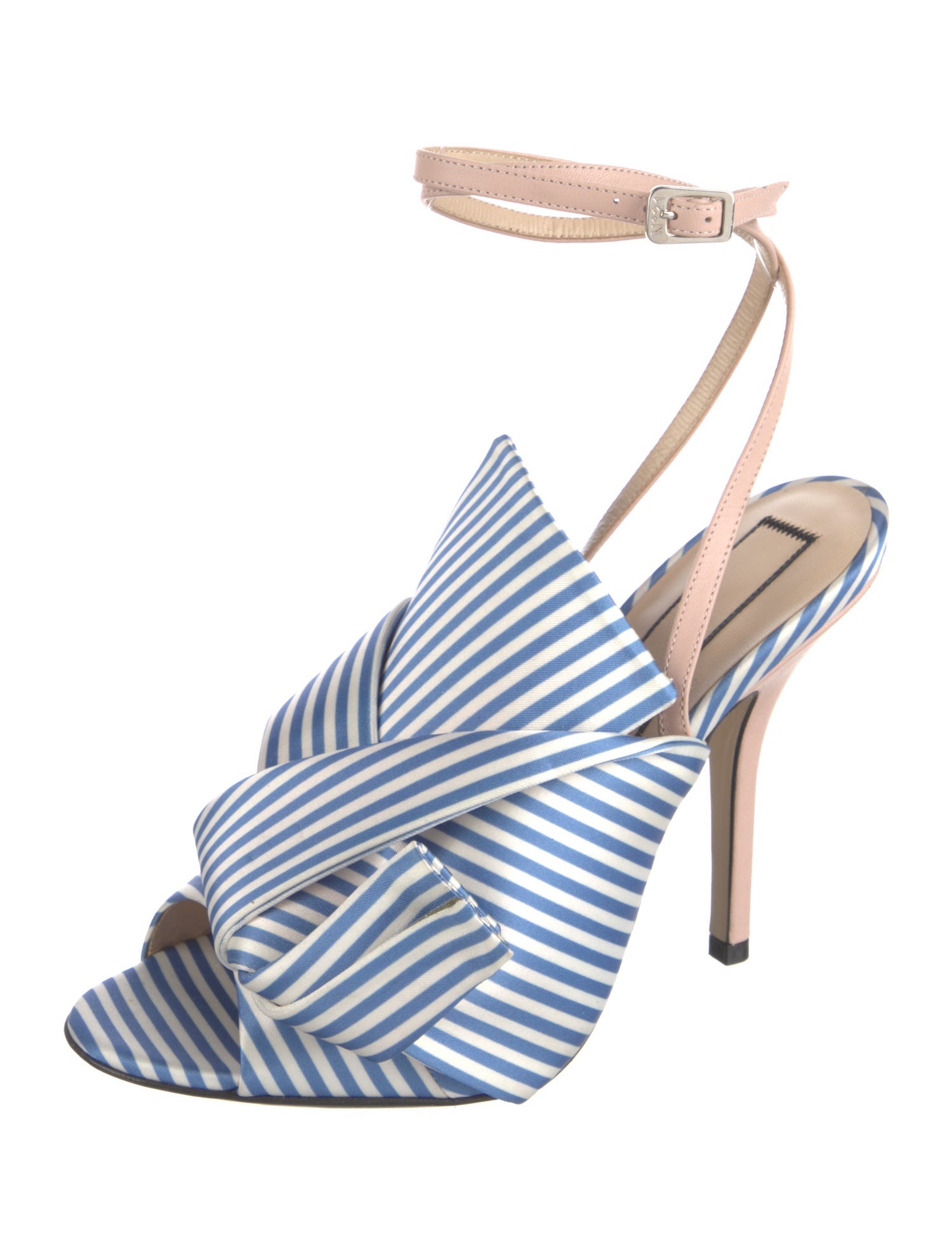 Nº 21 Striped Leather Trim Embellishment Slingback Pumps