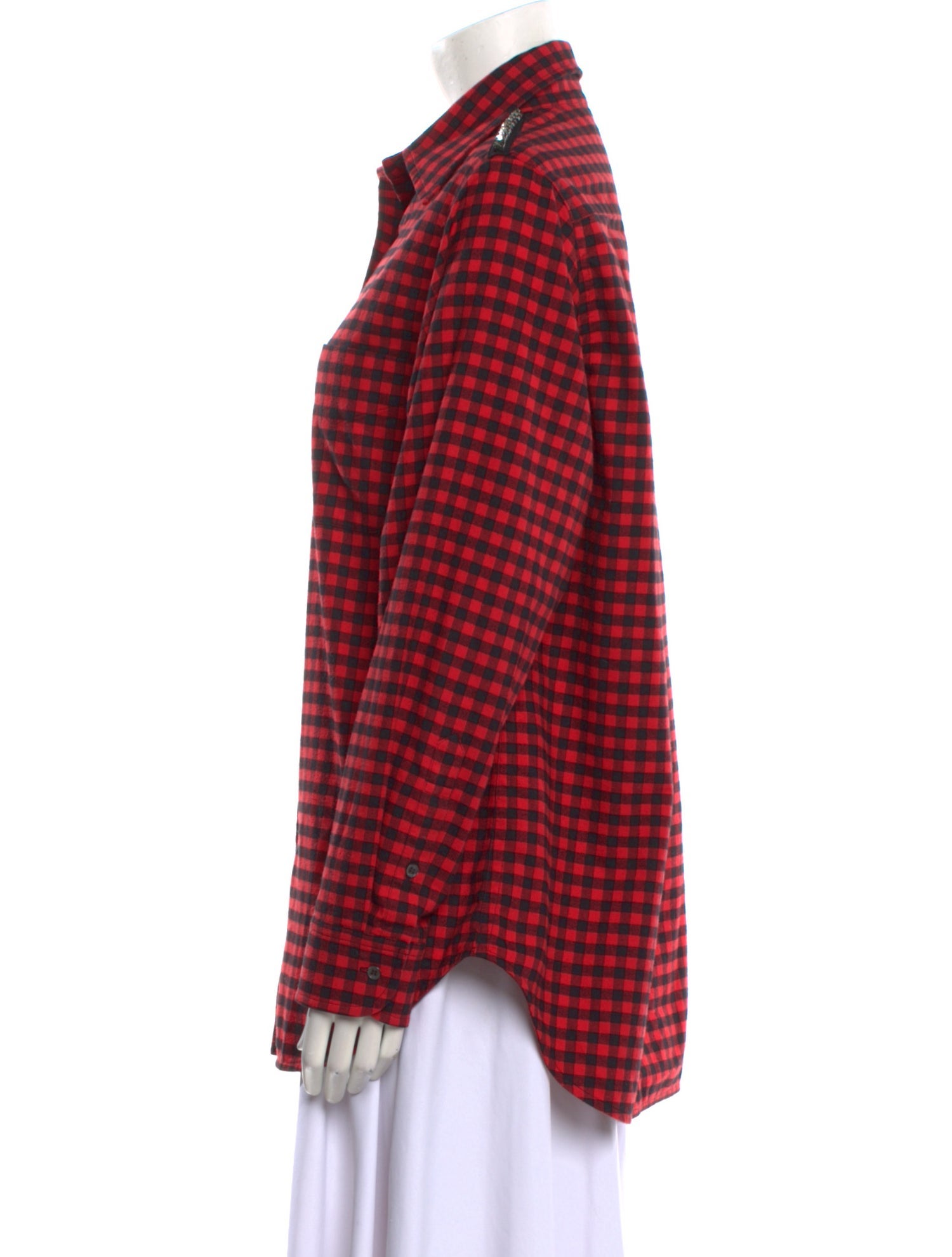 Nº 21 Plaid Print Long Sleeve Button-Up Top