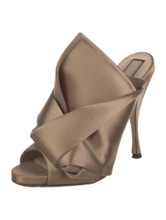 Nº 21 Satin Leather Trim Embellishment Slingback Sandals