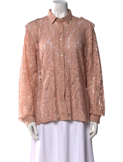 Nº 21 Lace Pattern Long Sleeve Button-Up Top
