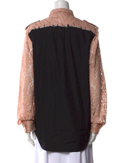 Nº 21 Lace Pattern Long Sleeve Button-Up Top