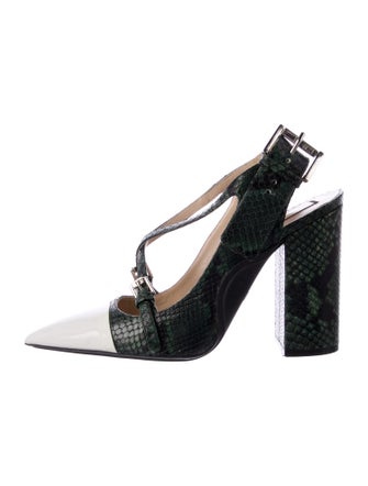 Nº 21 Embossed Leather Colorblock Pattern Slingback Pumps