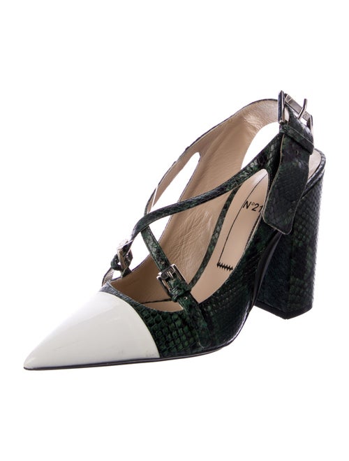 Nº 21 Embossed Leather Colorblock Pattern Slingback Pumps