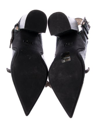 Nº 21 Embossed Leather Colorblock Pattern Slingback Pumps