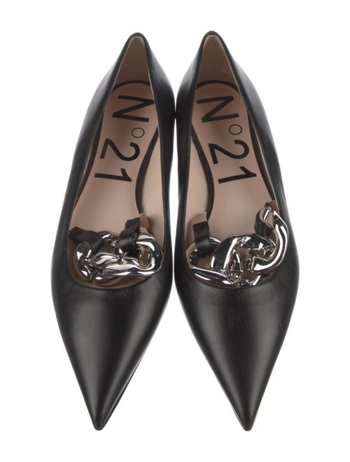 Nº 21 Leather Chain-Link Accents Ballet Flats