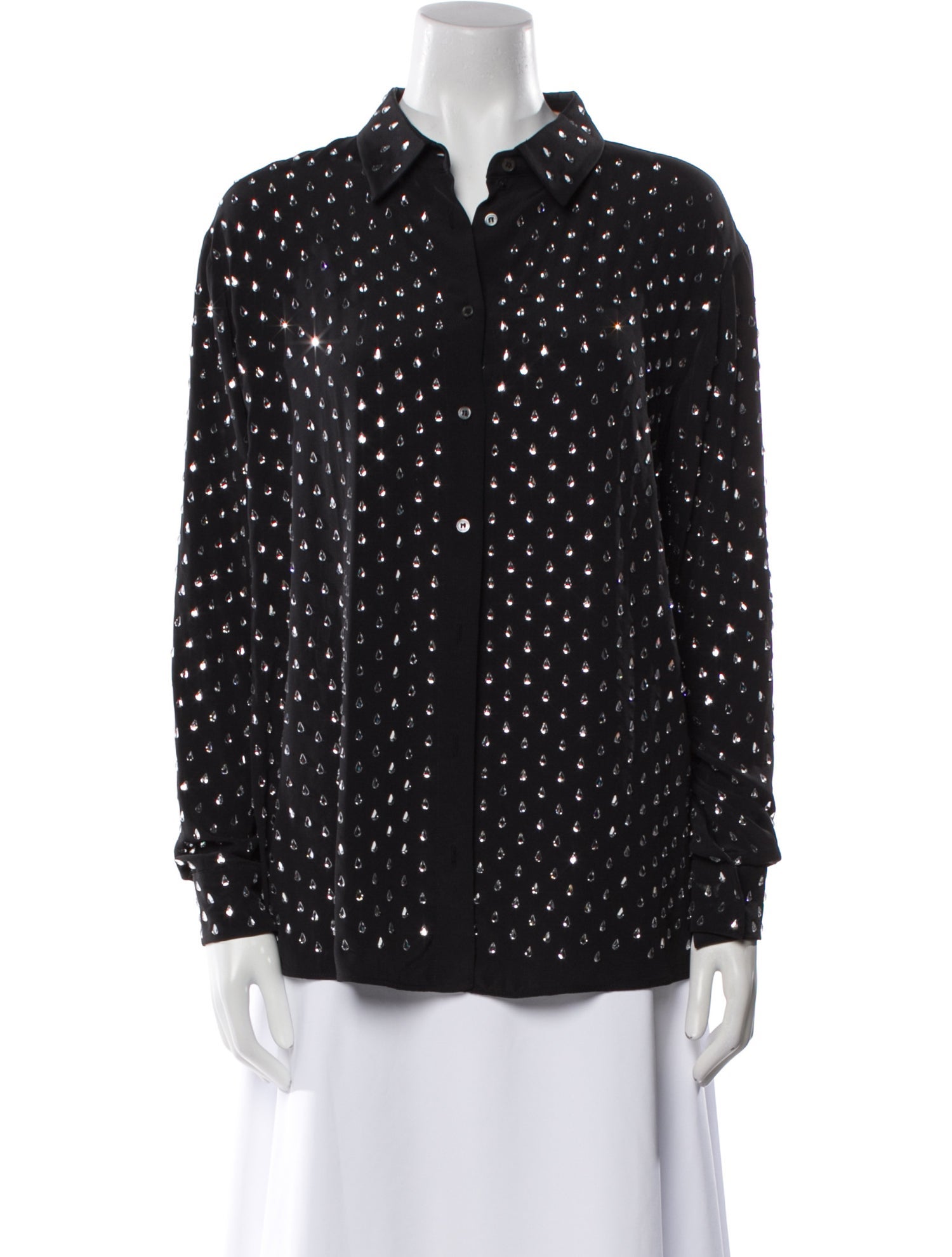 Nº 21 Polka Dot Print Long Sleeve Button-Up Top
