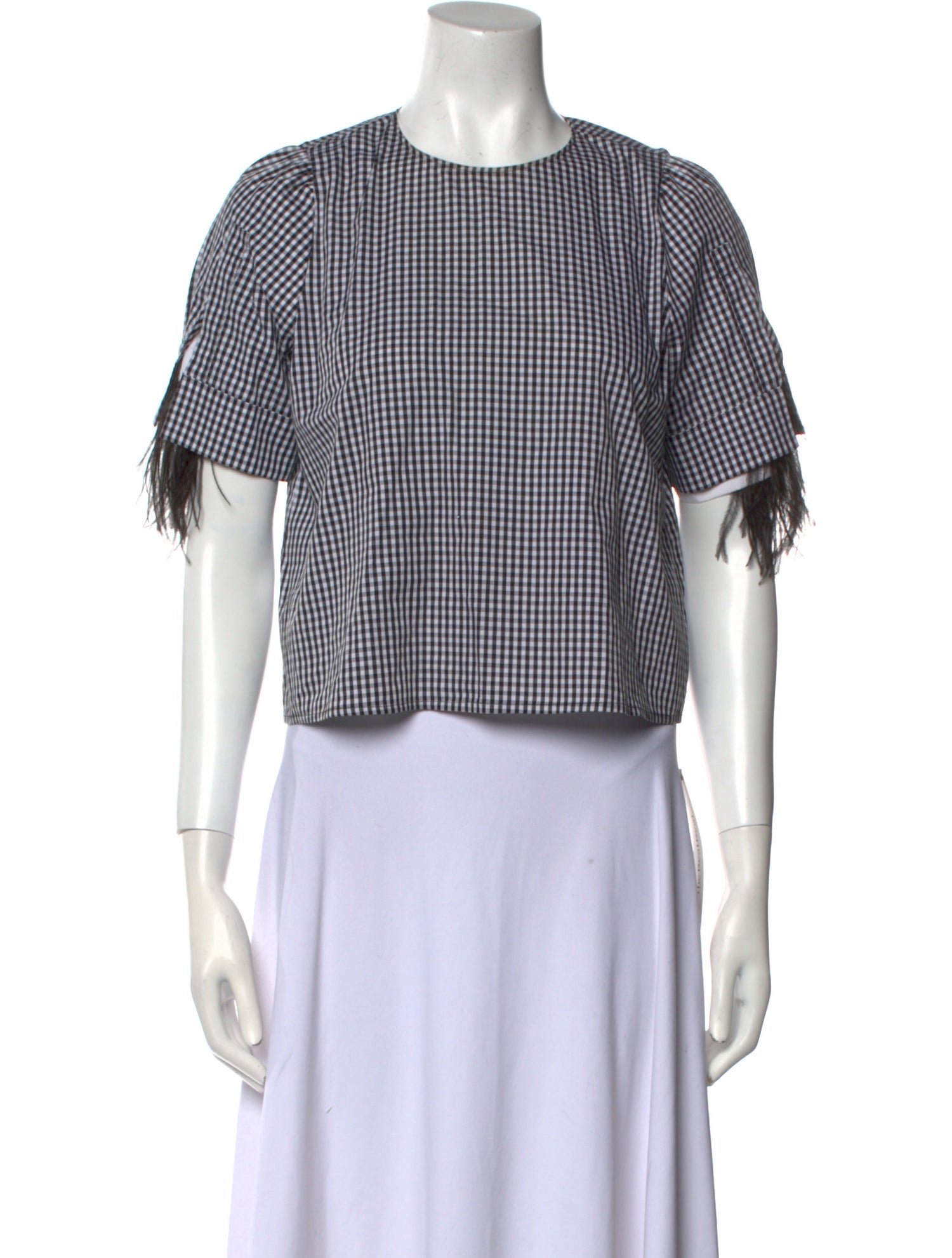 Nº 21 Plaid Print Crew Neck Crop Top