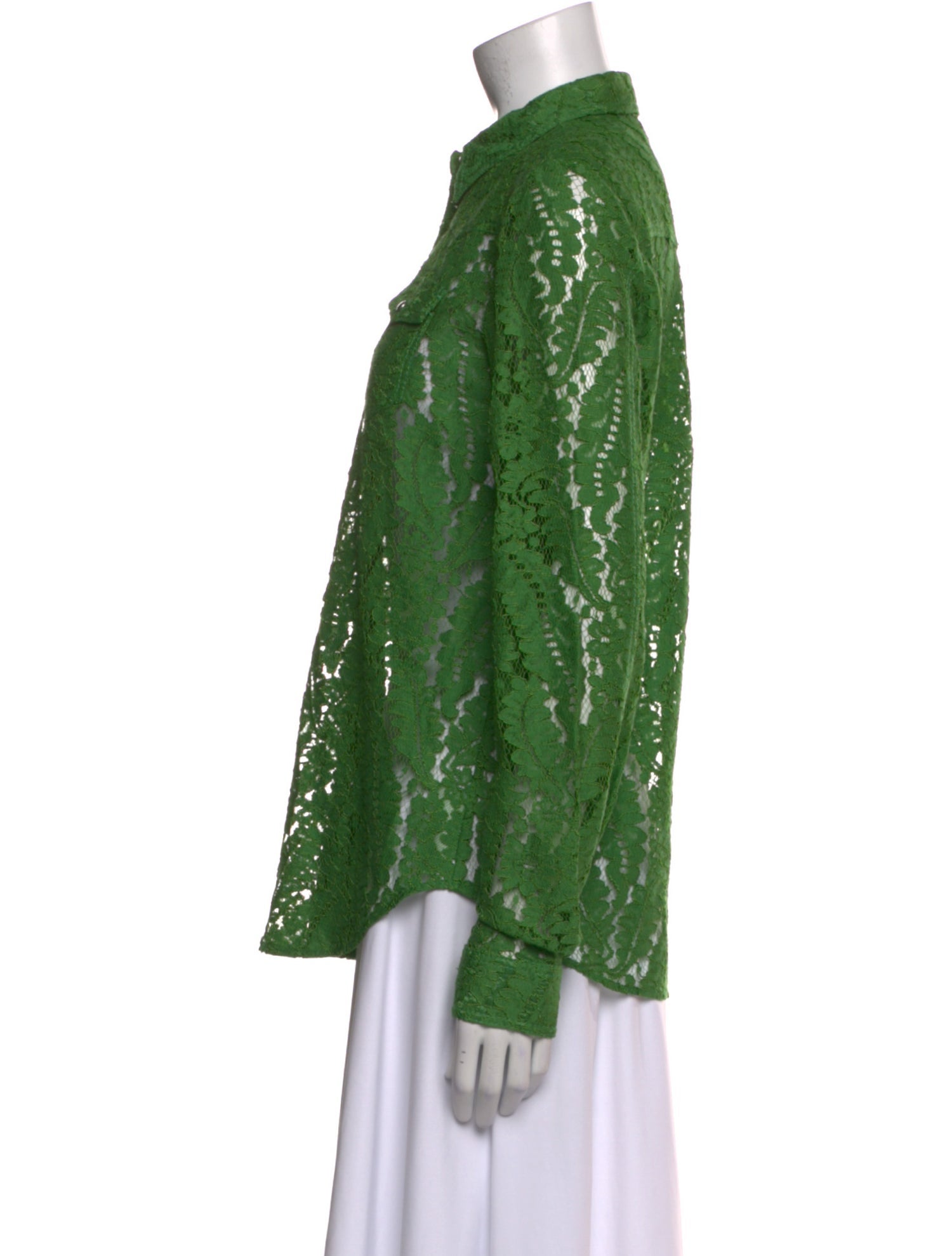 Nº 21 Lace Pattern Long Sleeve Button-Up Top