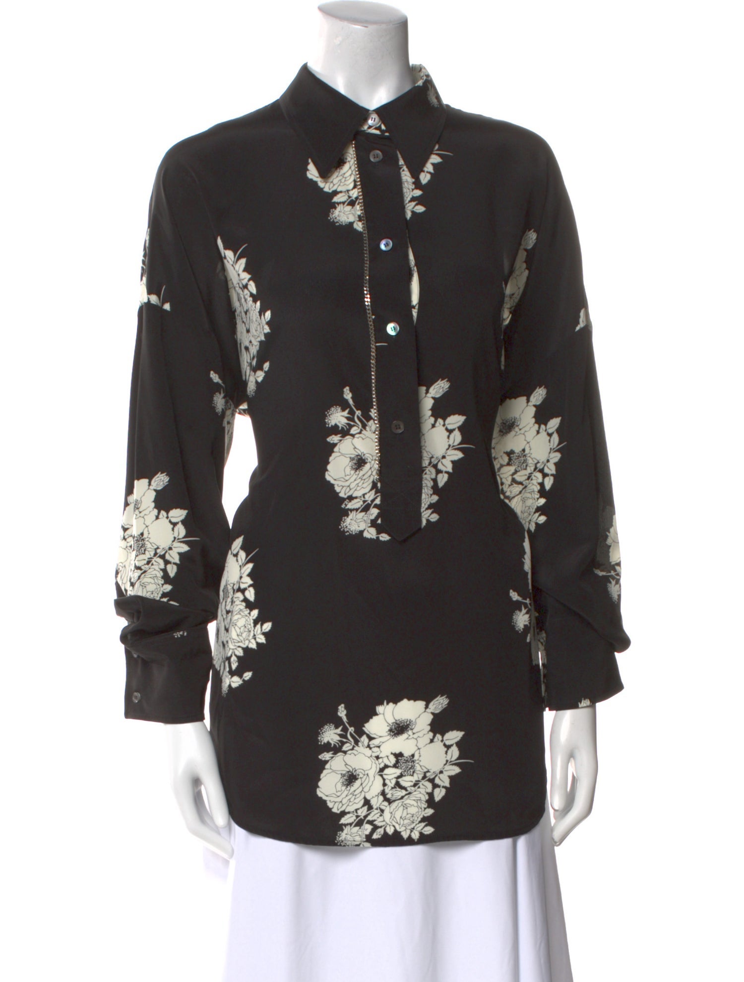 Nº 21 Silk Floral Print Button-Up Top