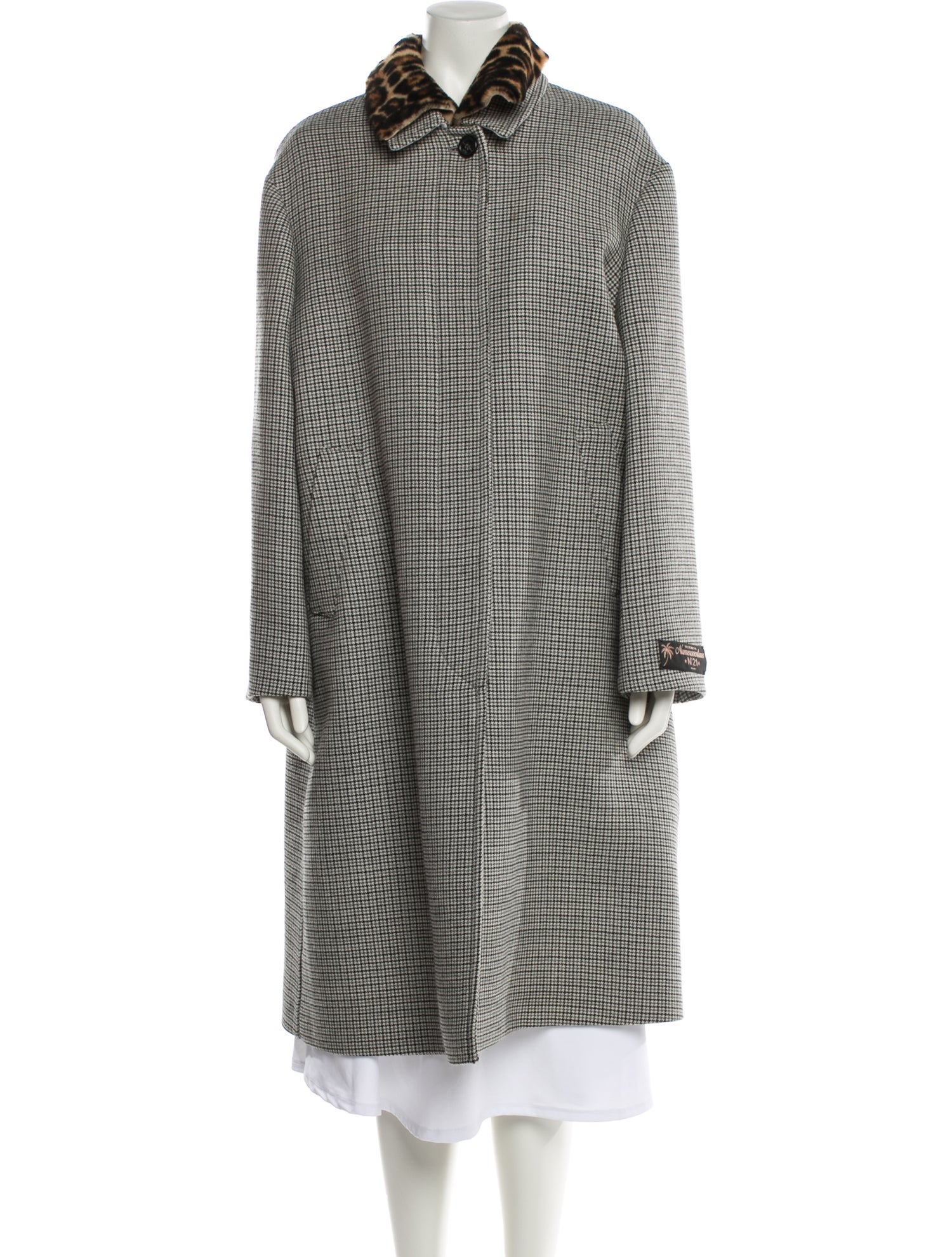 Nº 21 Shearling Plaid Print Fur Coat