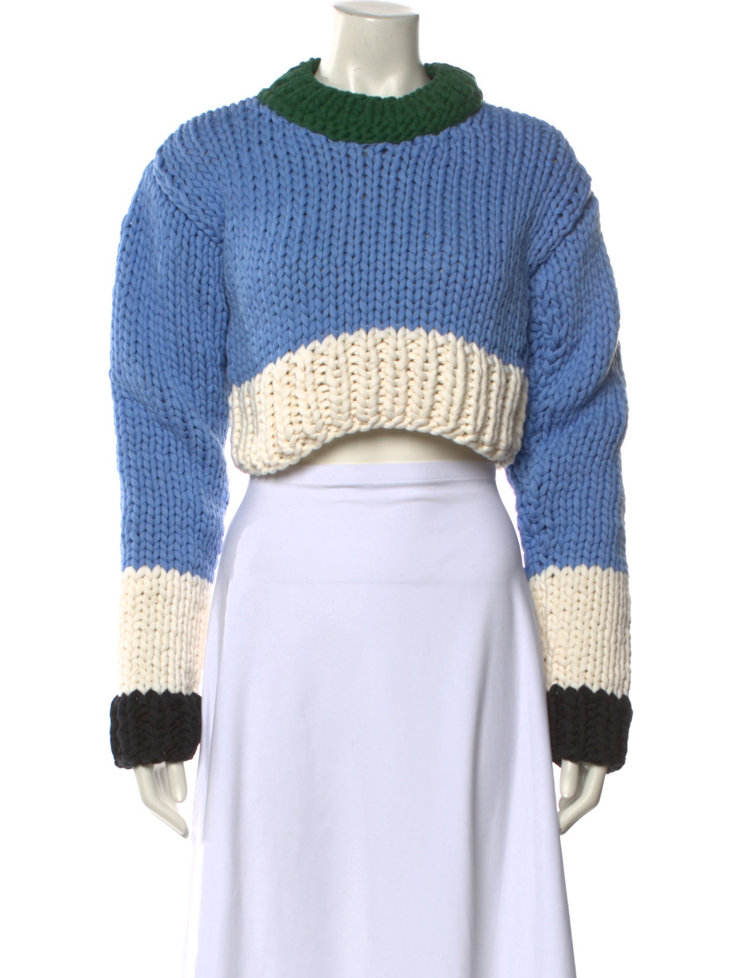 Nº 21 Colorblock Pattern Crew Neck Sweater