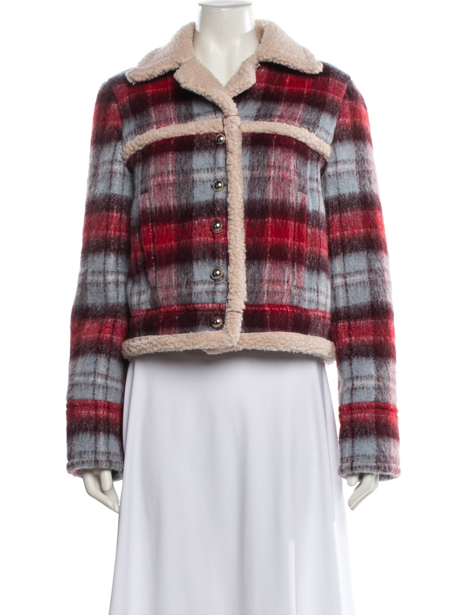 Nº 21 Plaid Print Faux Fur Jacket