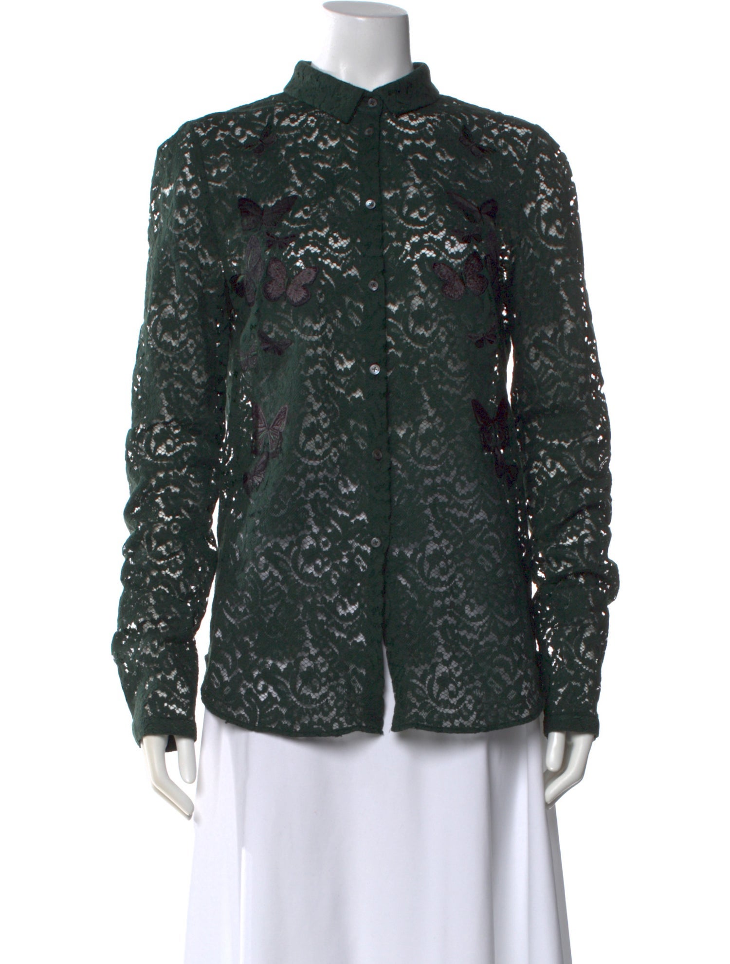 Nº 21 Lace Lace Pattern Button-Up Top