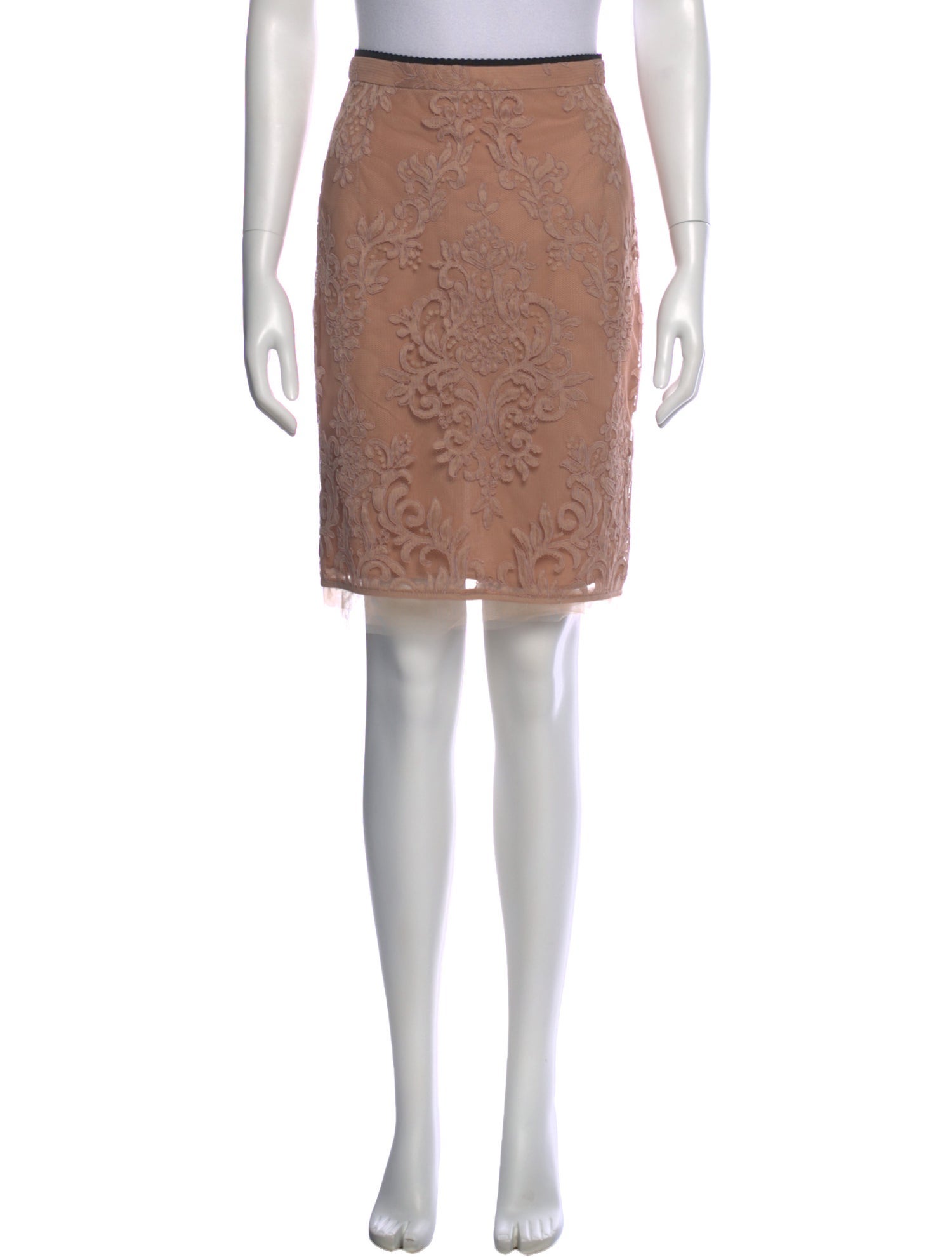 Nº 21 Mesh Accents Knee-Length Skirt