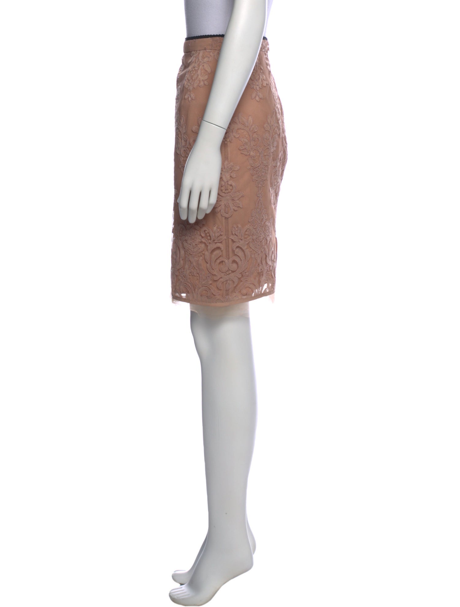 Nº 21 Mesh Accents Knee-Length Skirt