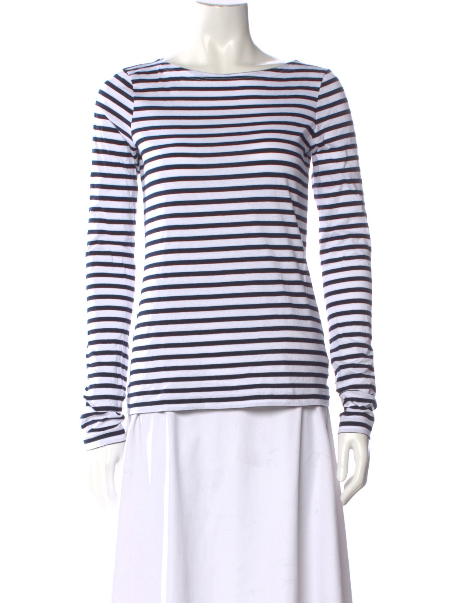 Nº 21 Striped Bateau Neckline Top