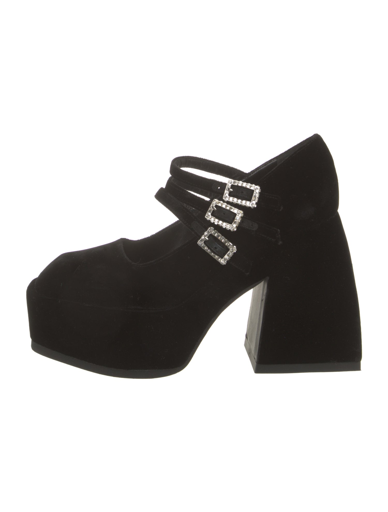 Nodaleto Velvet Crystal Embellishments Pumps