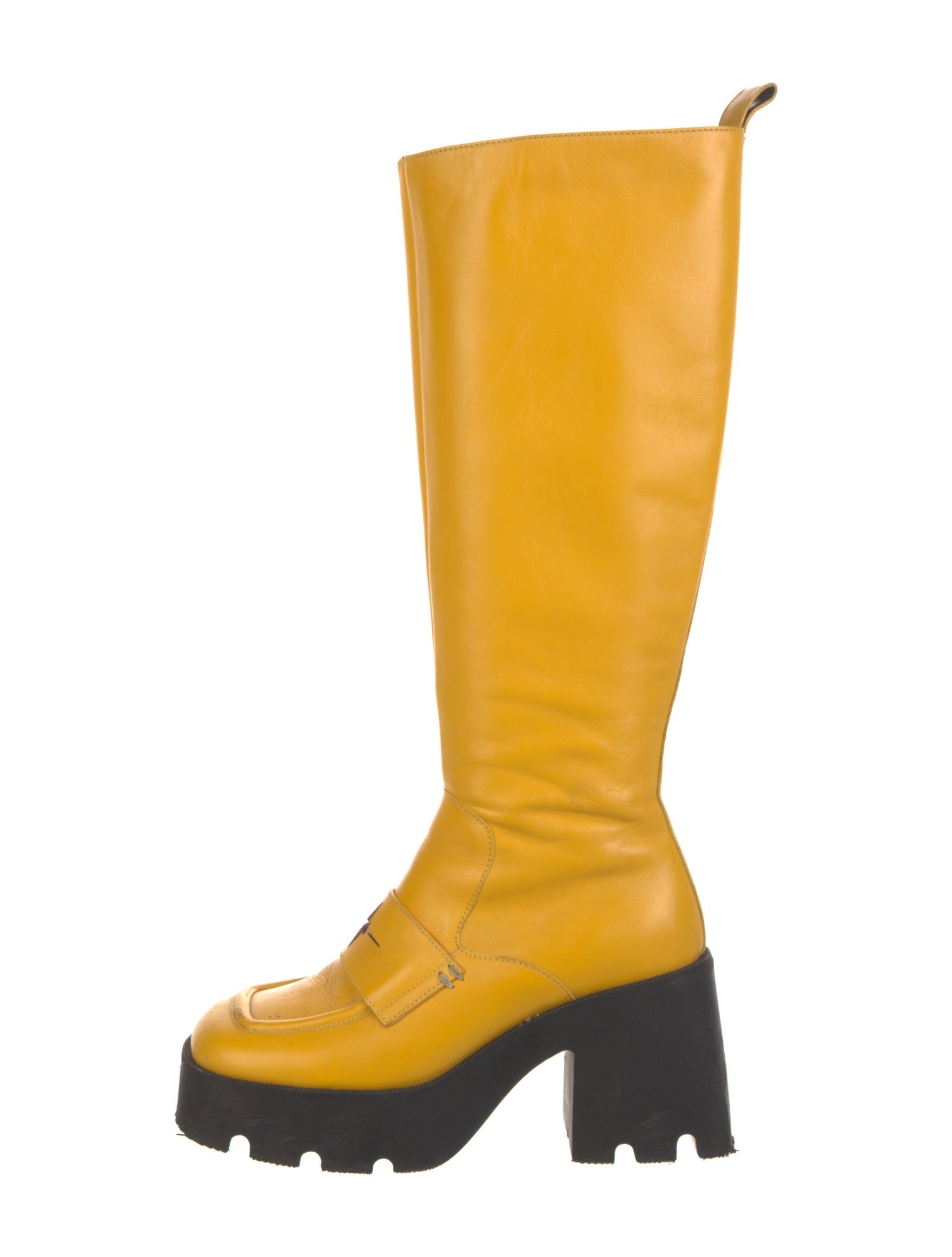 Nodaleto Leather Colorblock Pattern Rain Boots