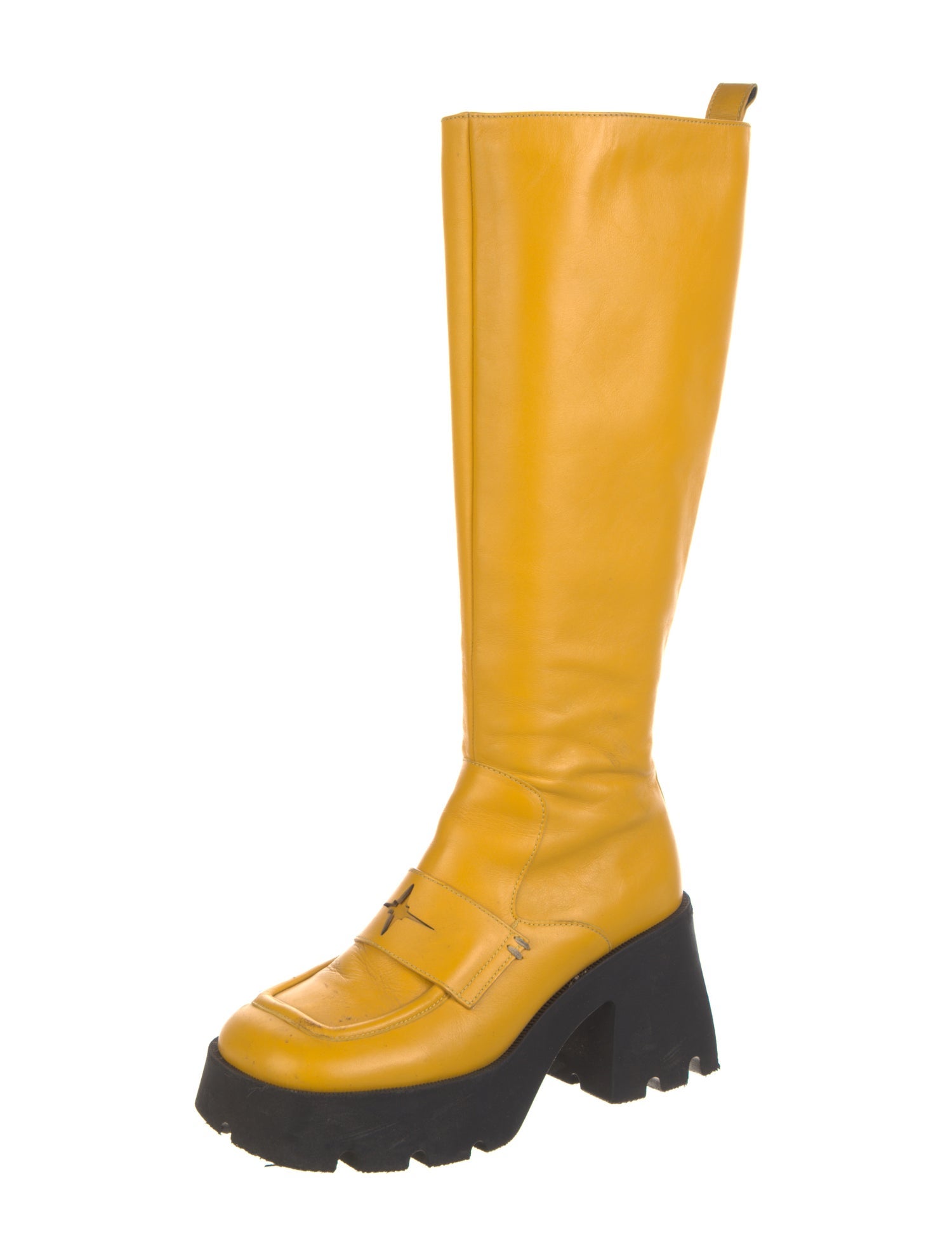 Nodaleto Leather Colorblock Pattern Rain Boots
