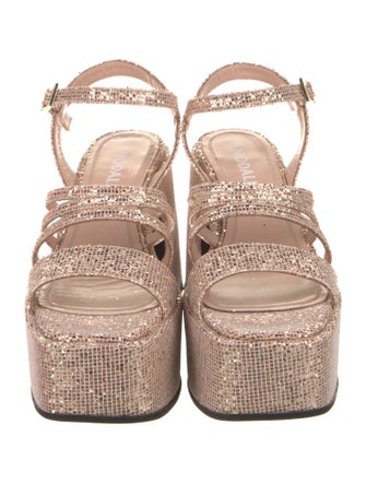 Nodaleto Animal Print Glitter Accents Sandals