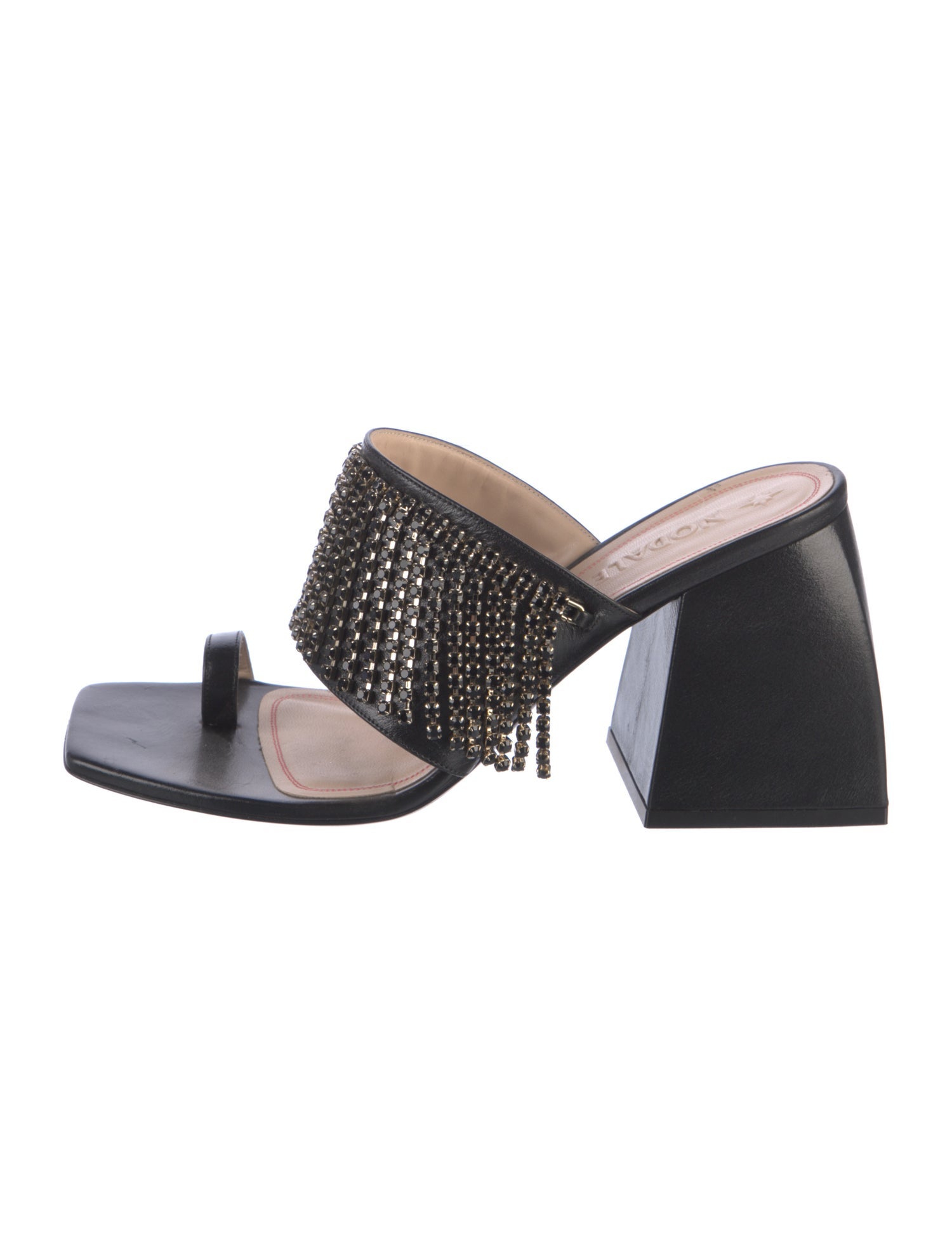 Nodaleto Leather Crystal Embellishments Slides