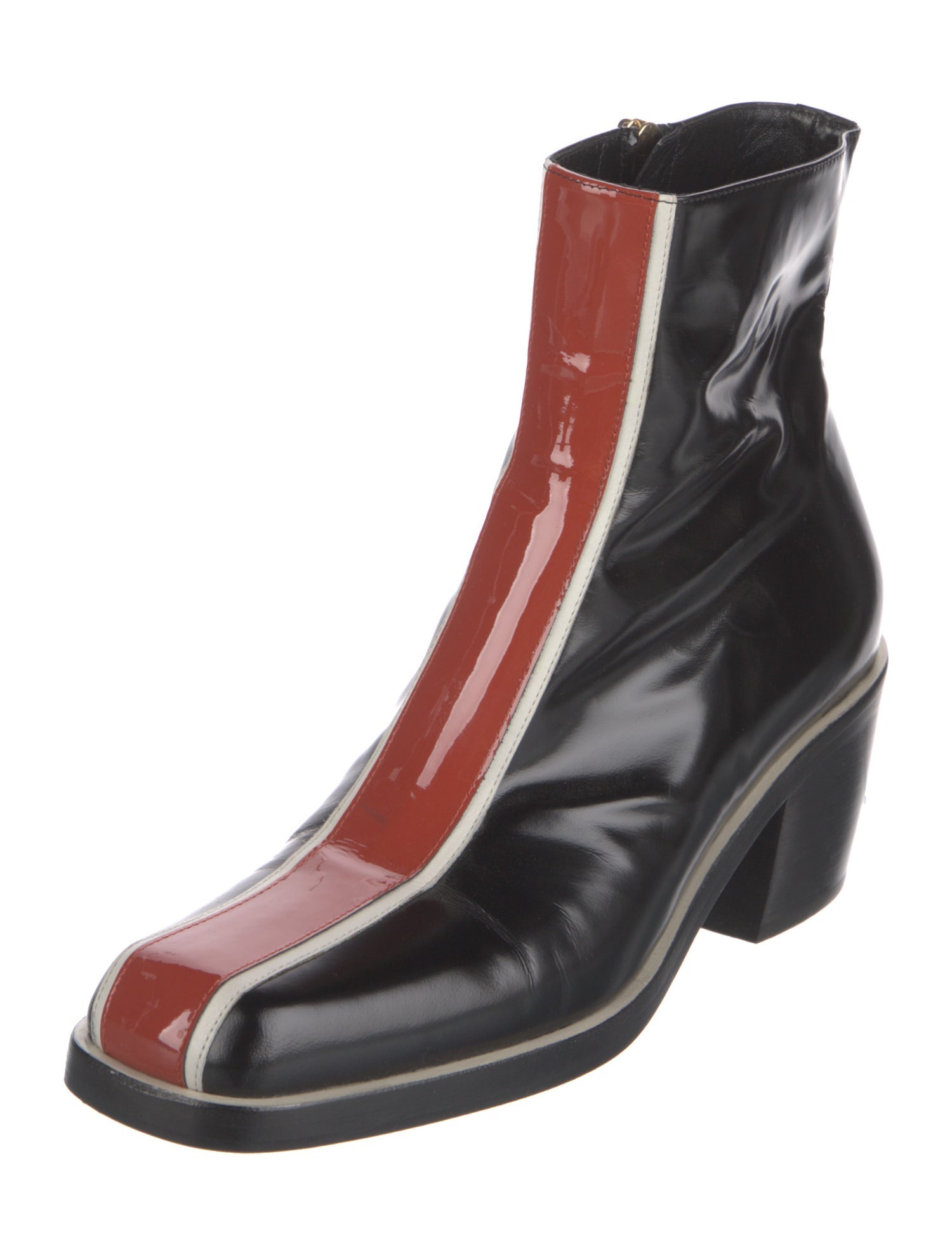Nodaleto Patent Leather Colorblock Pattern Boots