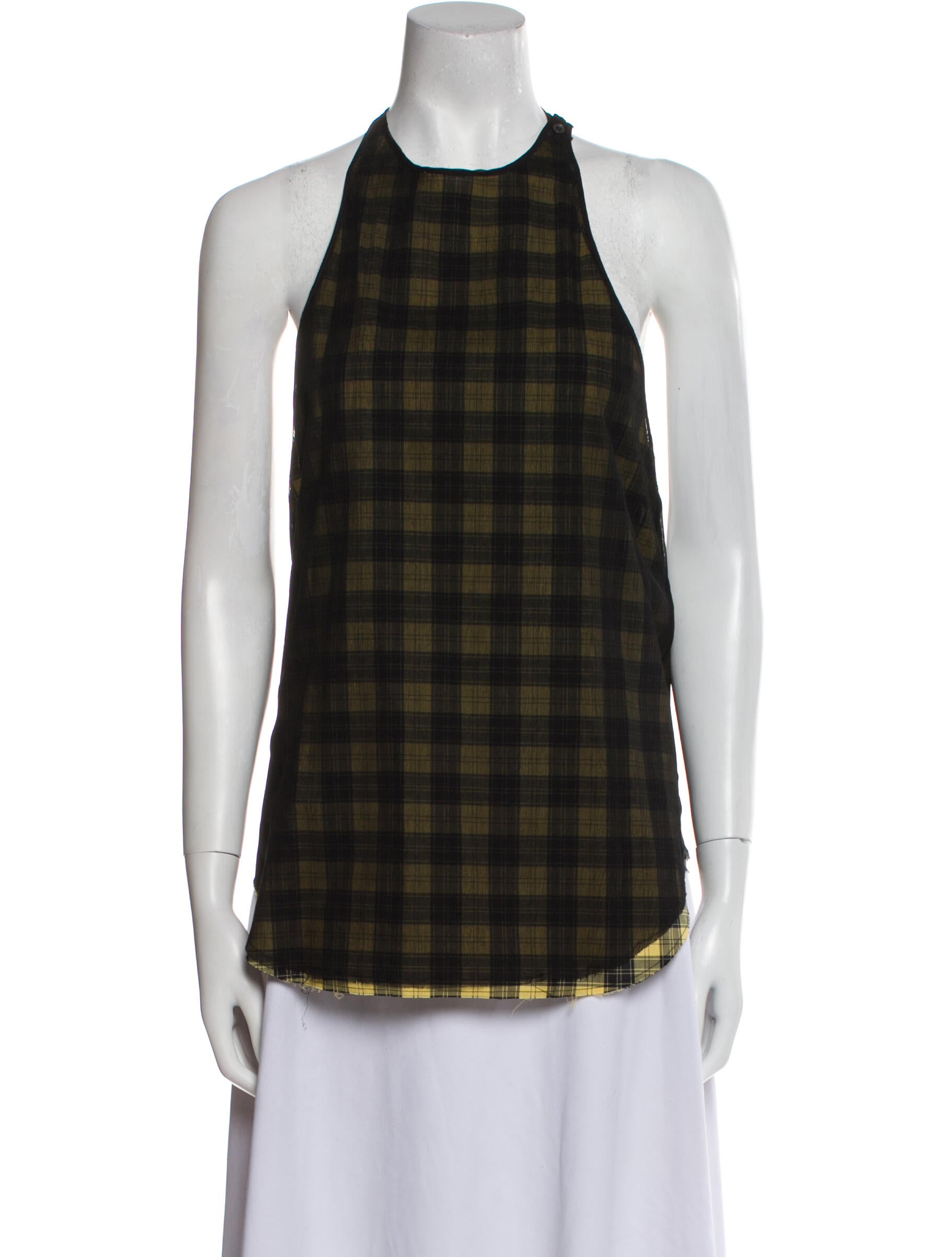 No. 21 x Kartell Silk Plaid Print Top