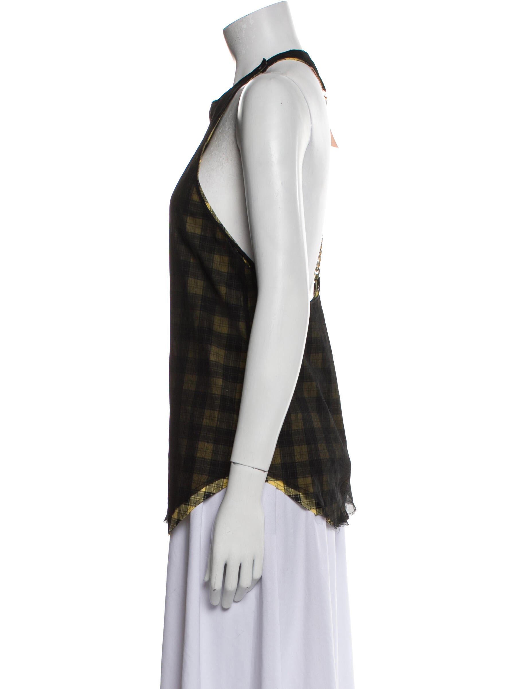 No. 21 x Kartell Silk Plaid Print Top