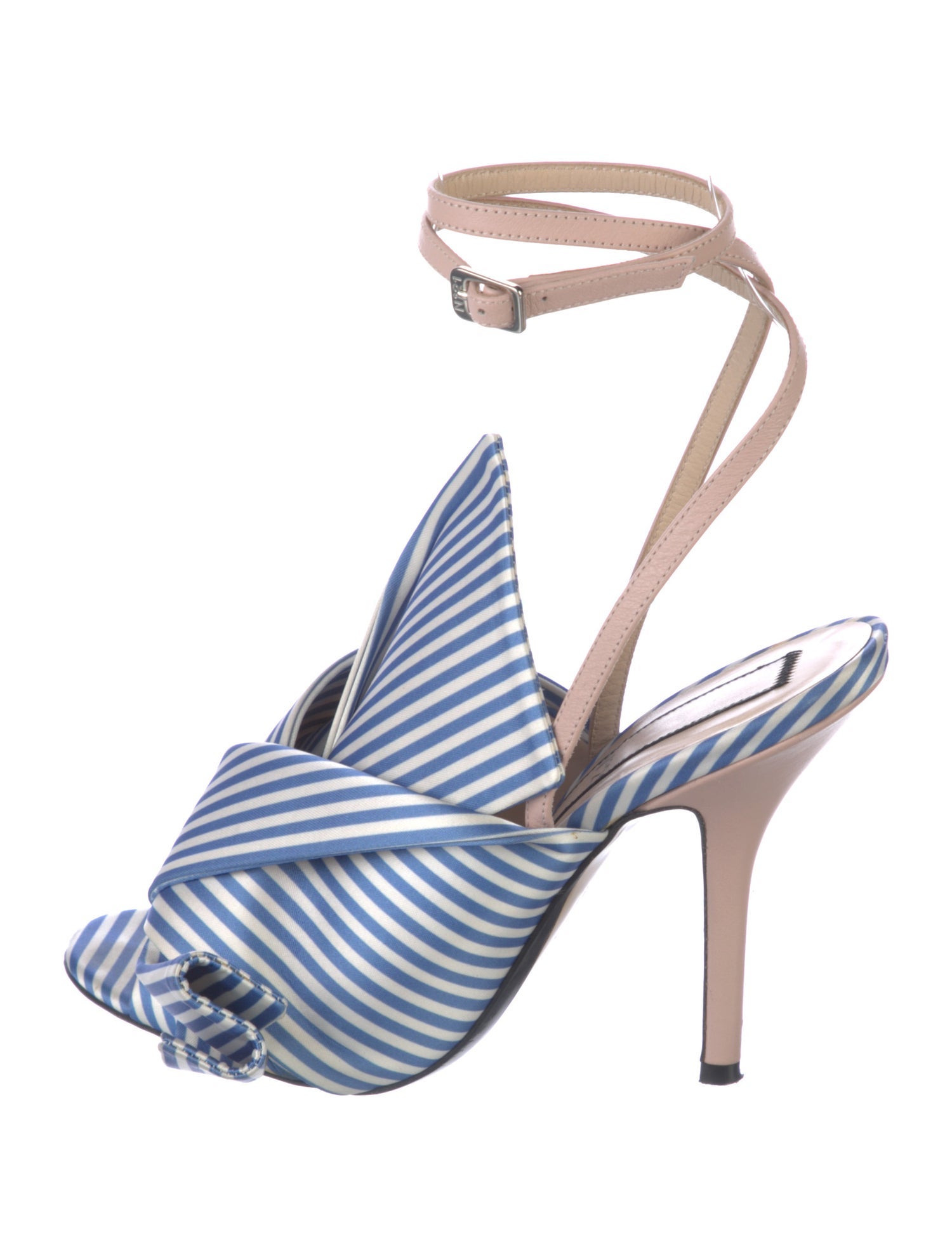No. 21 x Kartell Striped Bow Accents Slingback Sandals
