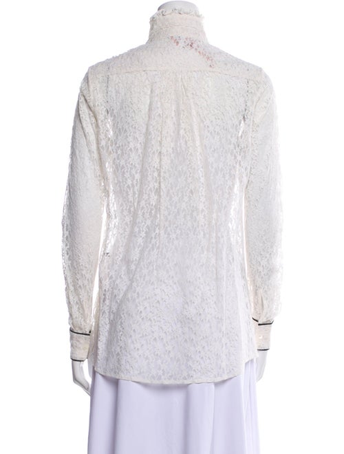 No. 21 x Kartell Lace Pattern Mock Neck Button-Up Top