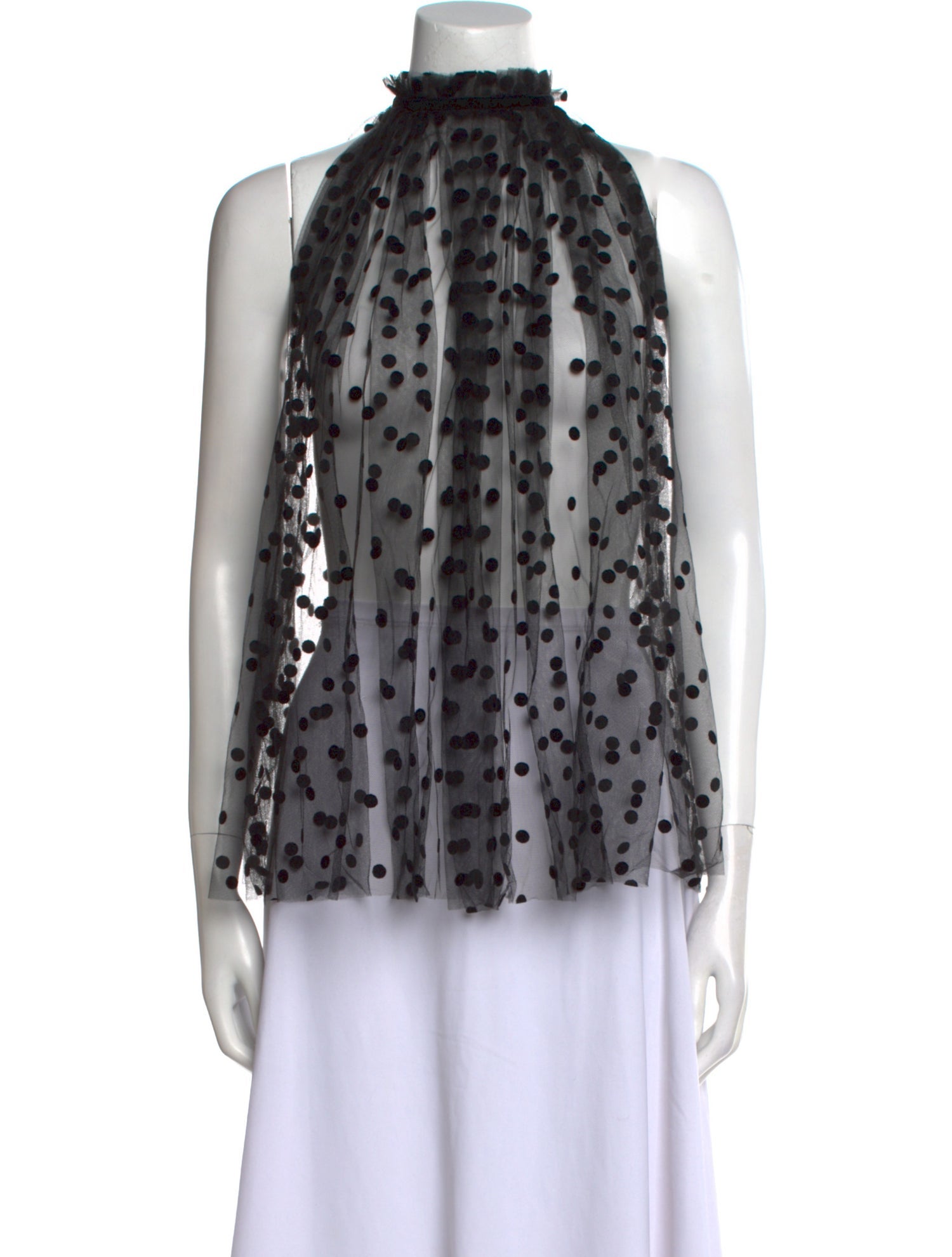 No. 21 x Kartell Polka Dot Print Mock Neck Blouse