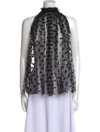 No. 21 x Kartell Polka Dot Print Mock Neck Blouse