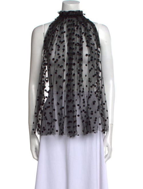 No. 21 x Kartell Polka Dot Print Mock Neck Blouse