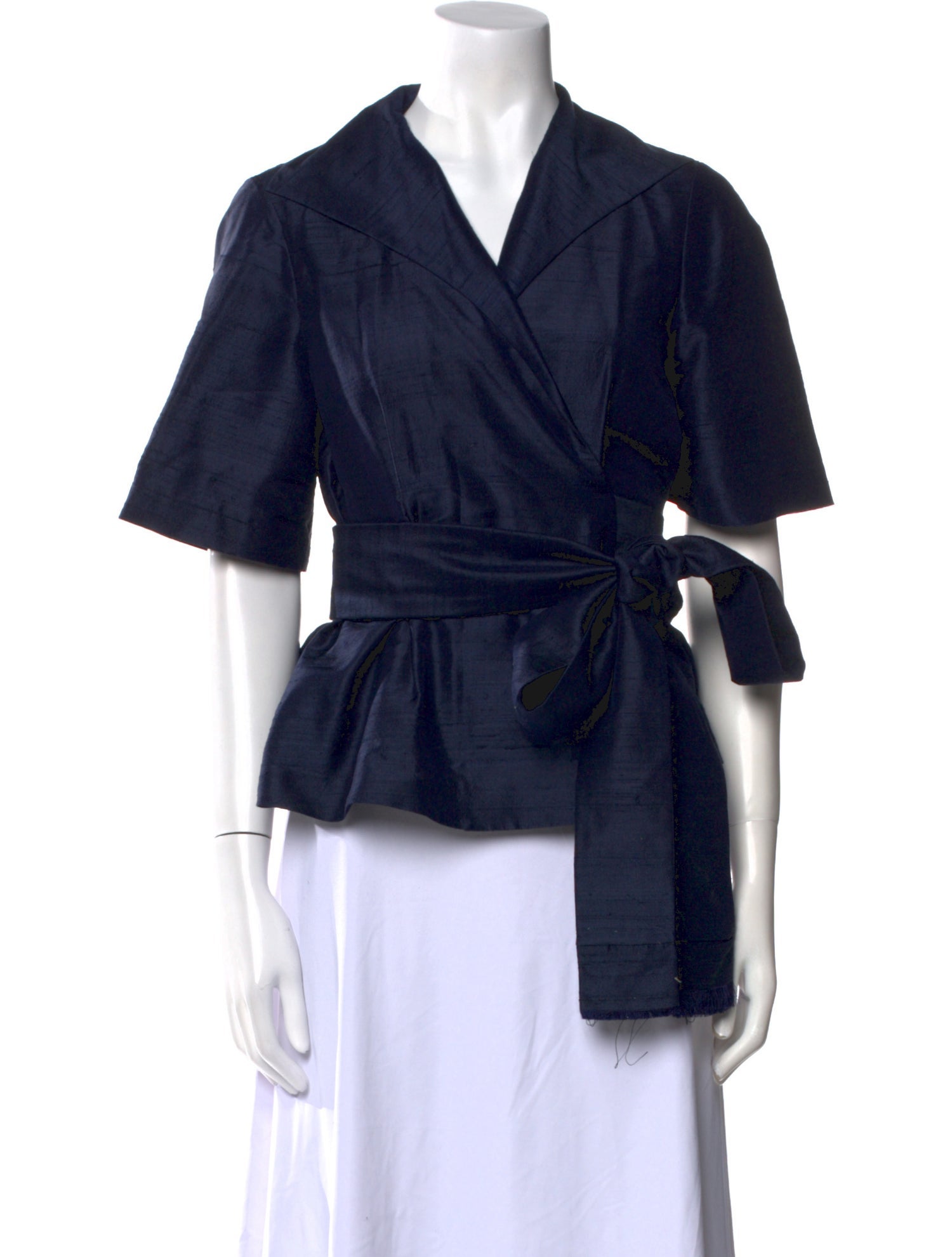 Norman Ambrose Silk V-Neck Blouse w/ Tags