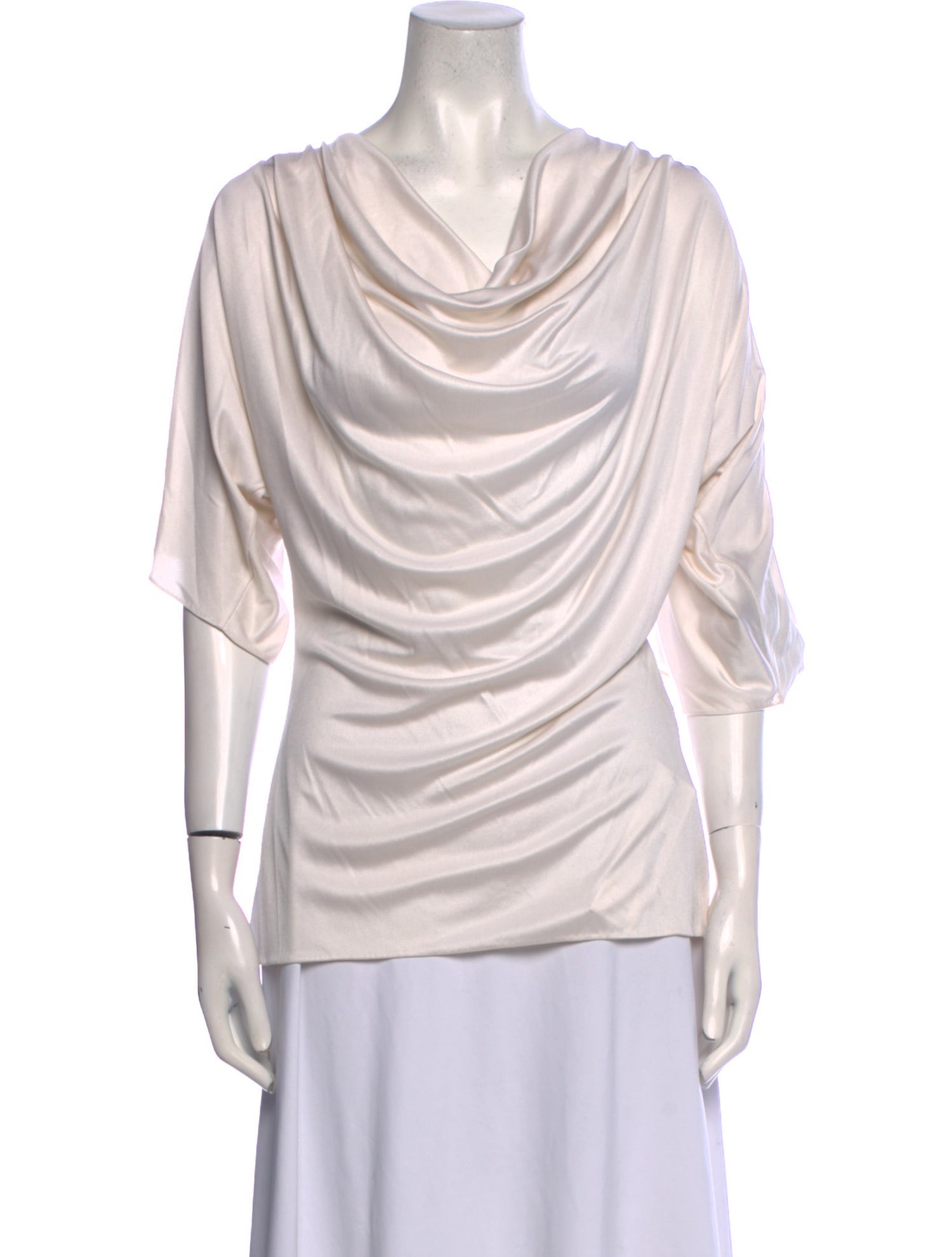 Norman Ambrose Silk Cowl Neck T-Shirt w/ Tags