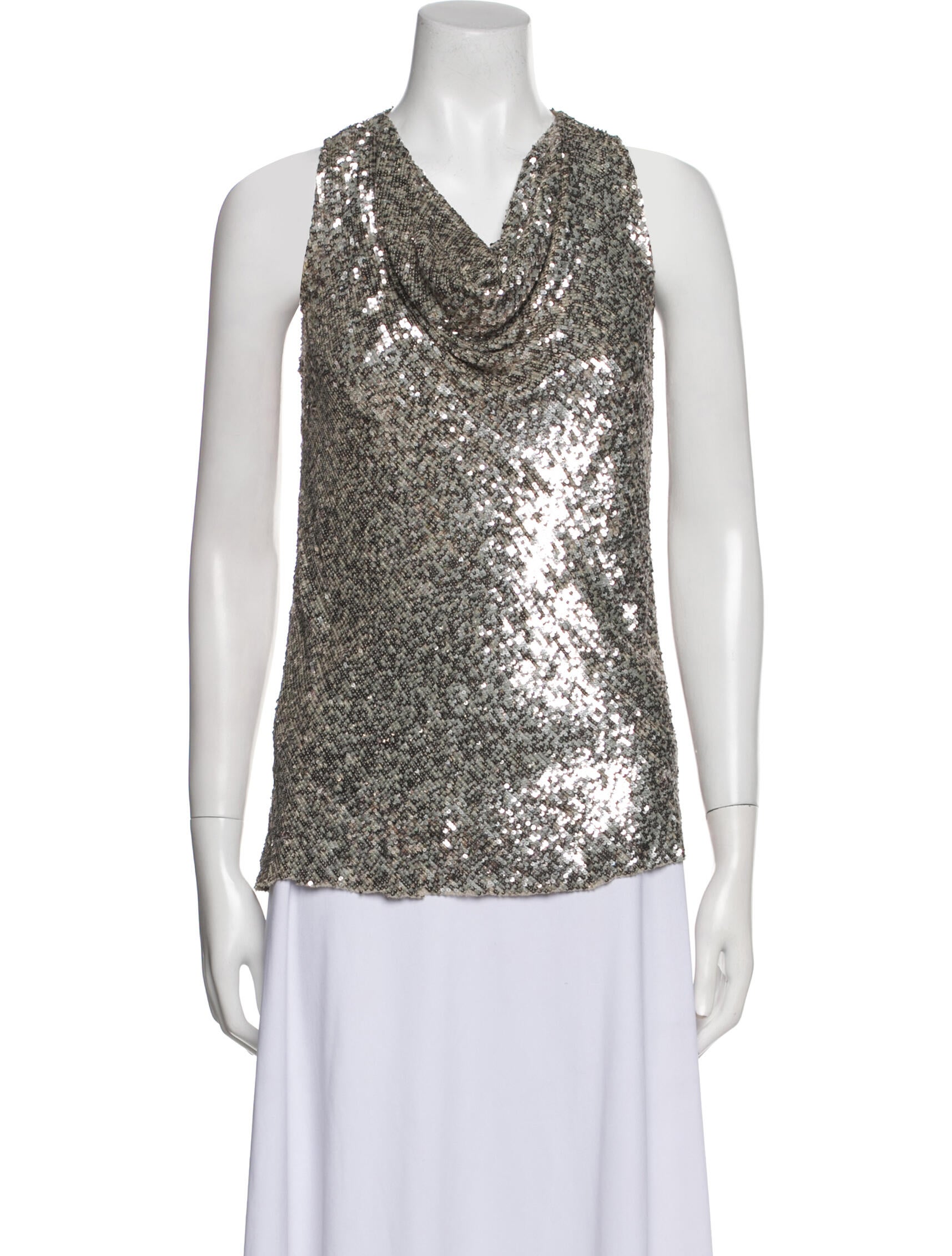 Norman Ambrose Silk Cowl Neck Top