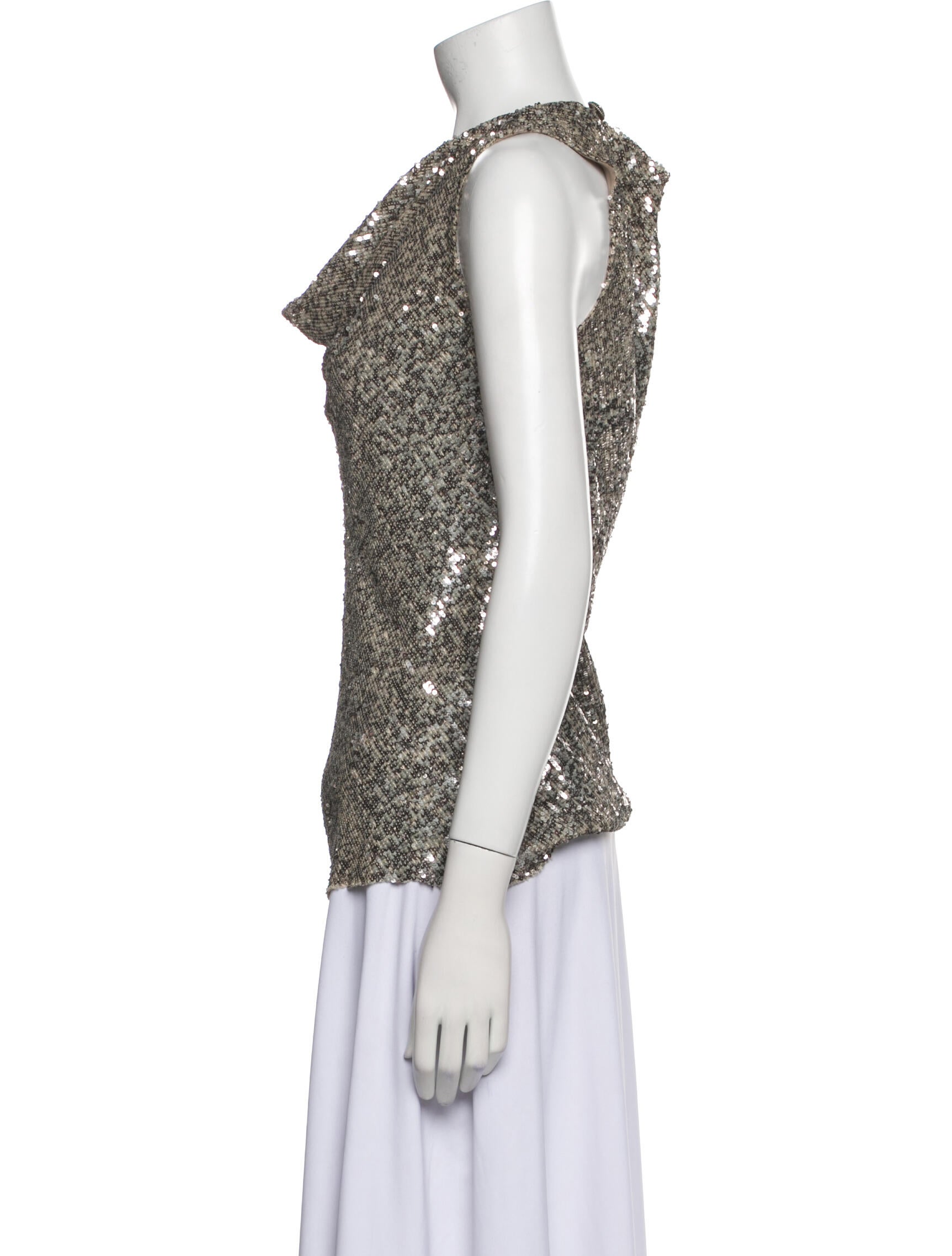 Norman Ambrose Silk Cowl Neck Top