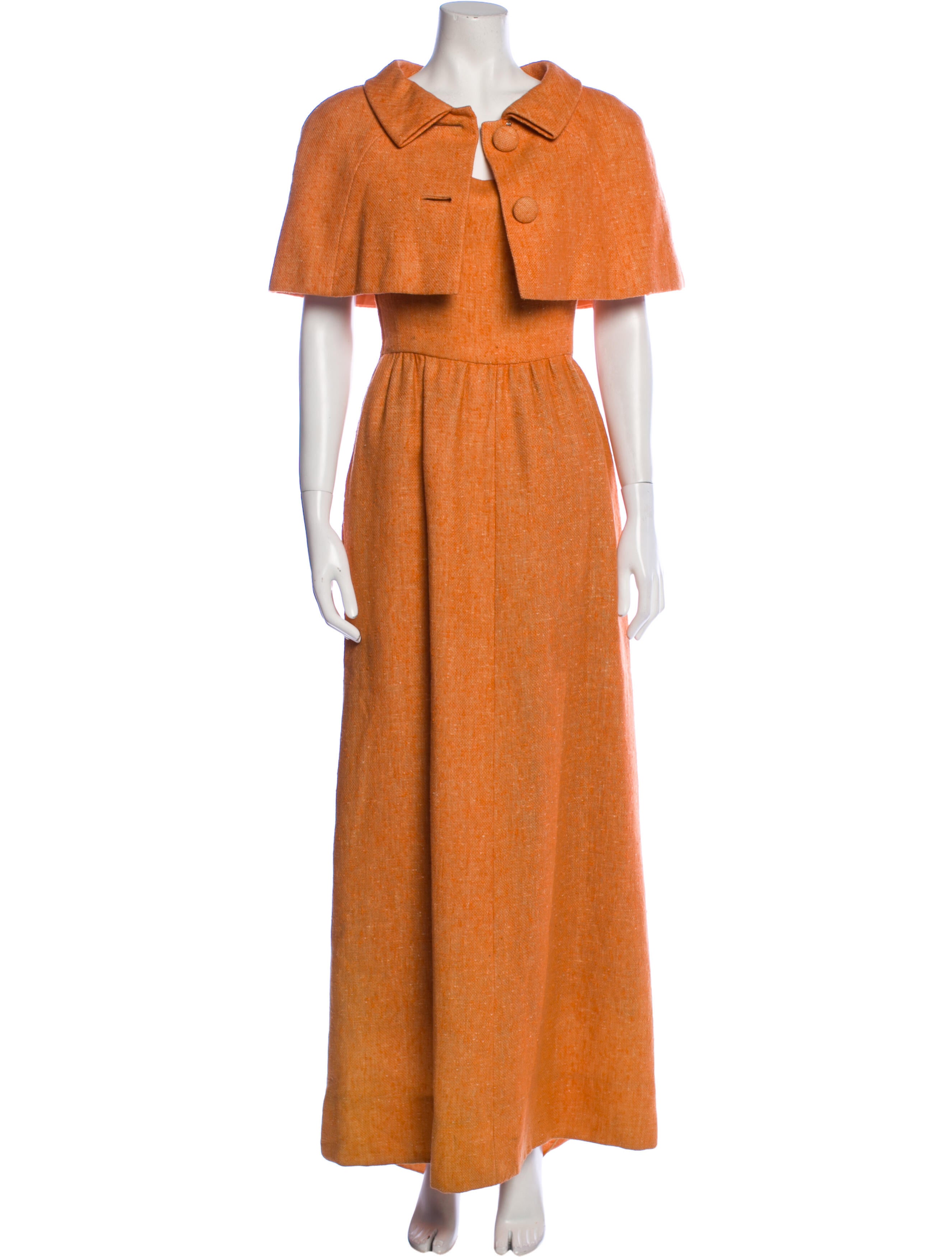 Norman Norell NY Vintage 1960's Dress Set Orange Suits and Sets