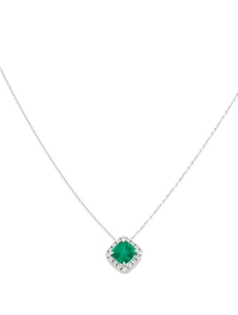 Norman Silverman 18K Emerald & Diamond Pendant Necklace
