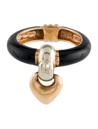 La Nouvelle Bague 18K Enamel Heart Door Knocker Band Ring