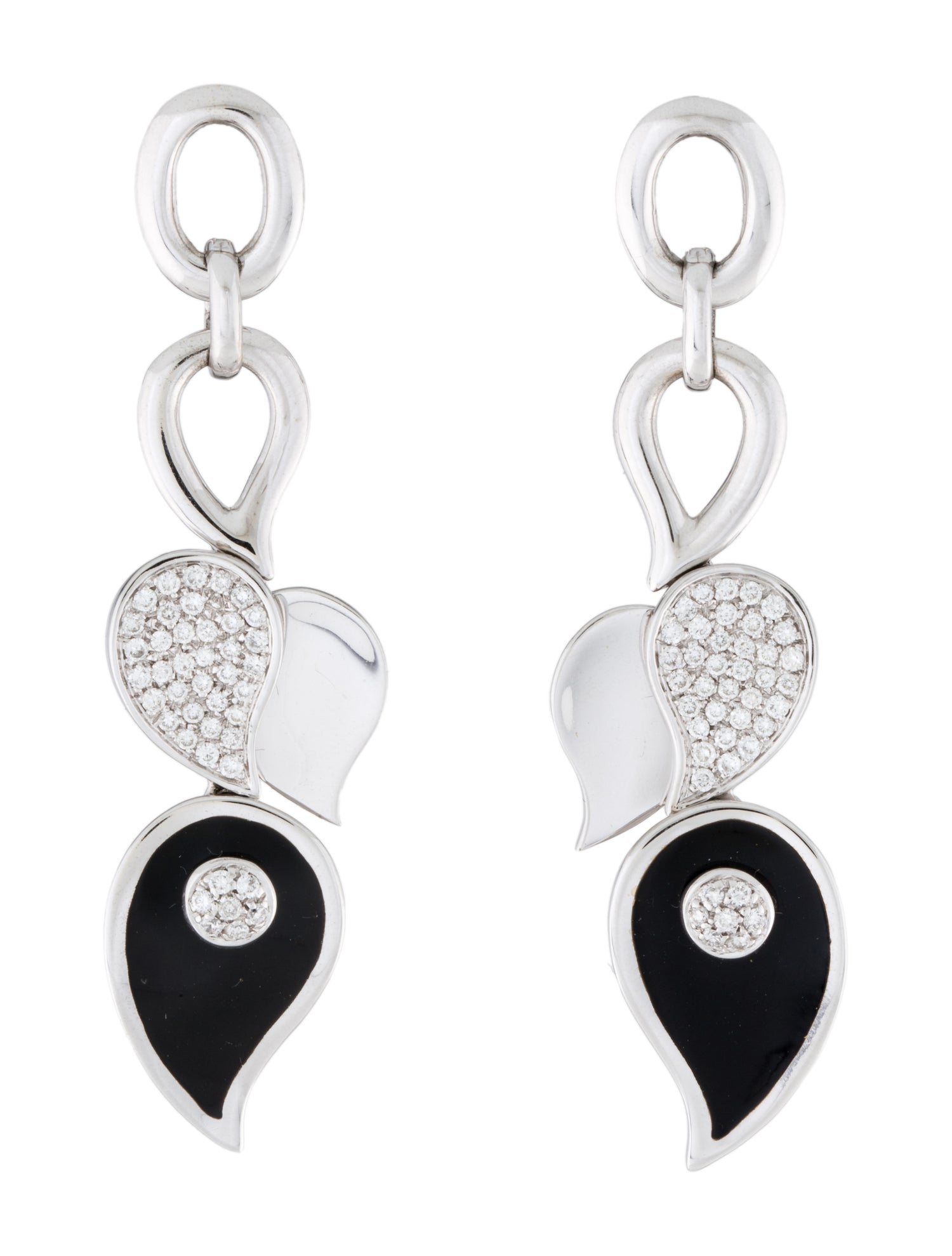 La Nouvelle Bague 18K Enamel & Diamond Leaf Drop Earrings