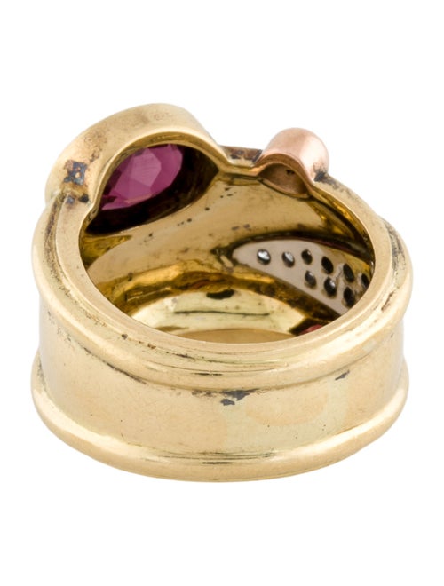 La Nouvelle Bague 18K Rhodolite & Diamond Enamel Ring