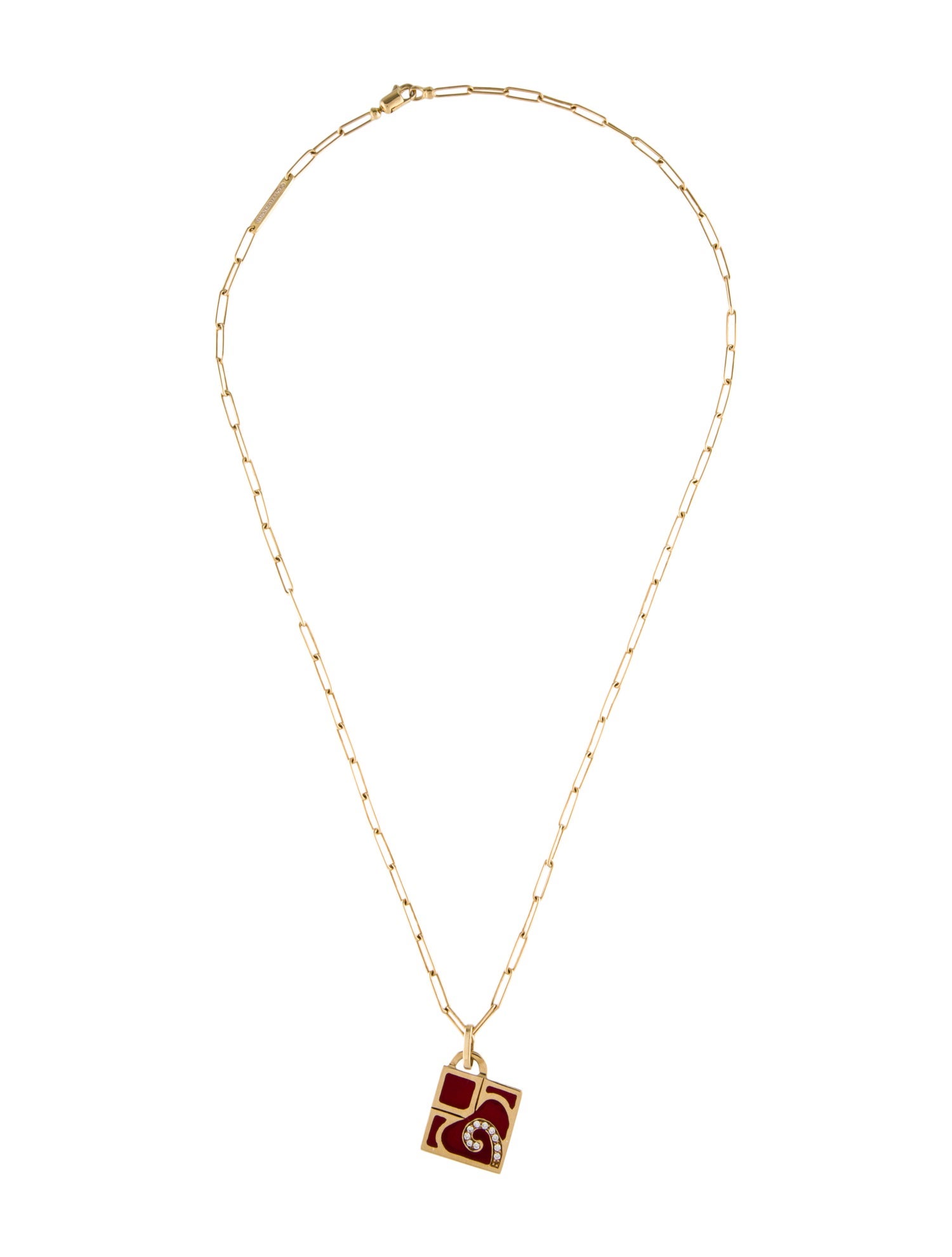 La Nouvelle Bague 18K Diamond & Enamel Pendant Necklace