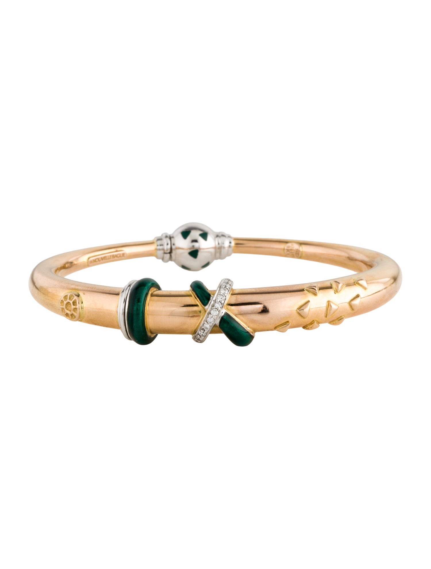 La Nouvelle Bague 18K Enamel & Diamond Arrow Bangle