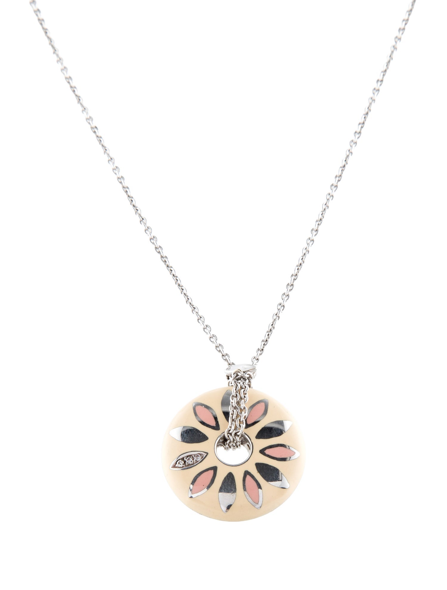 La Nouvelle Bague Diamond & Enamel Pendant Necklace