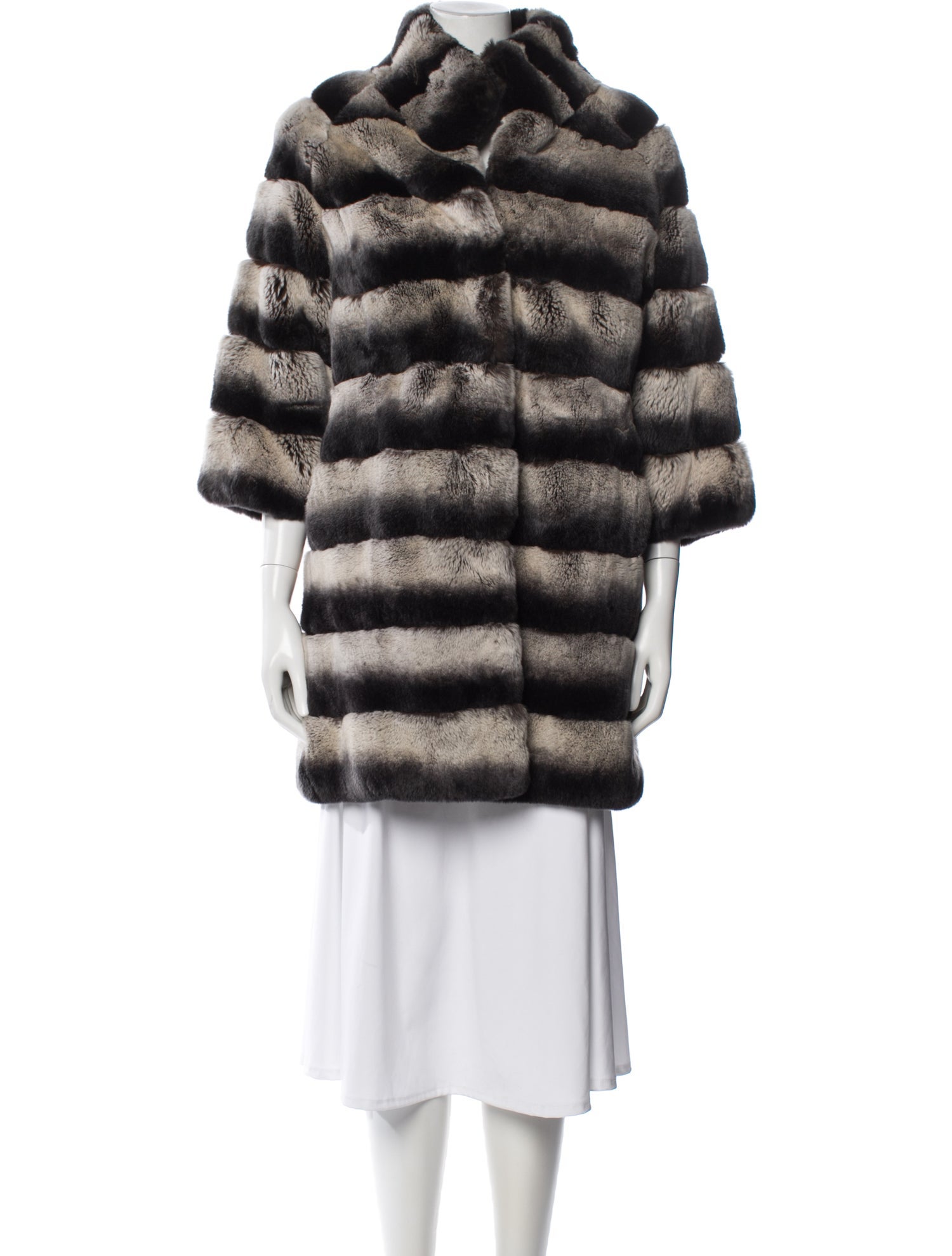N. Peal Chinchilla Striped Fur Coat